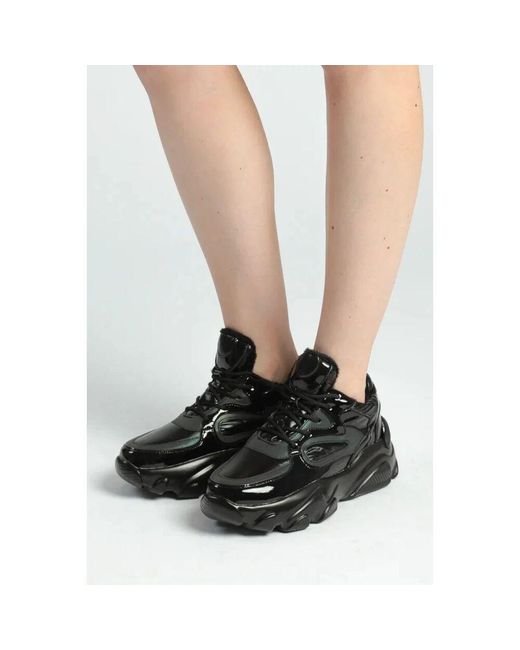 CESARE GASPARI Black High-Gloss Chunky Sneakers