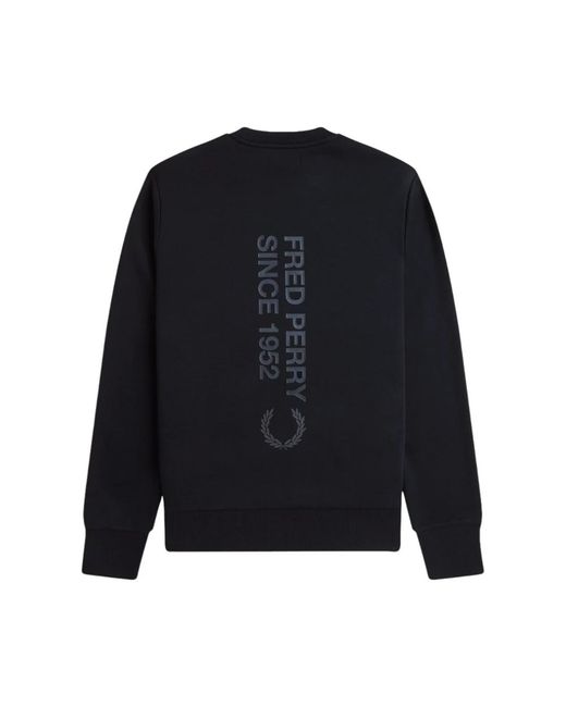 Fred Perry Hoodies & Sweatvesten ,Zwart ,Katoen Bold Branding Crewneck Sweatshirt in het Blue voor heren