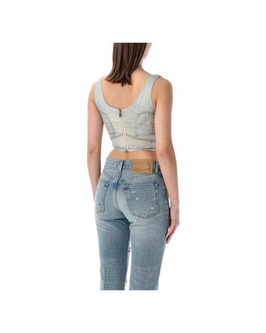 Haikure Blue Sleeveless Tops