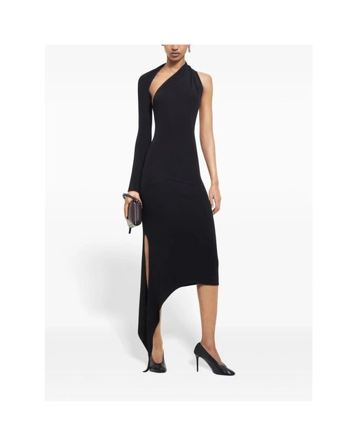 Courreges Kleedjes ,Zwart ,Long Slash Crepe Jurk in het Blue