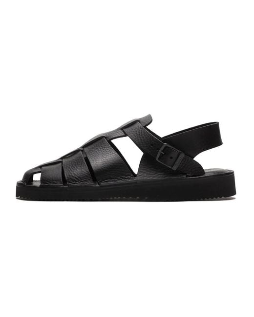 Fracap Black Flat Sandals for men