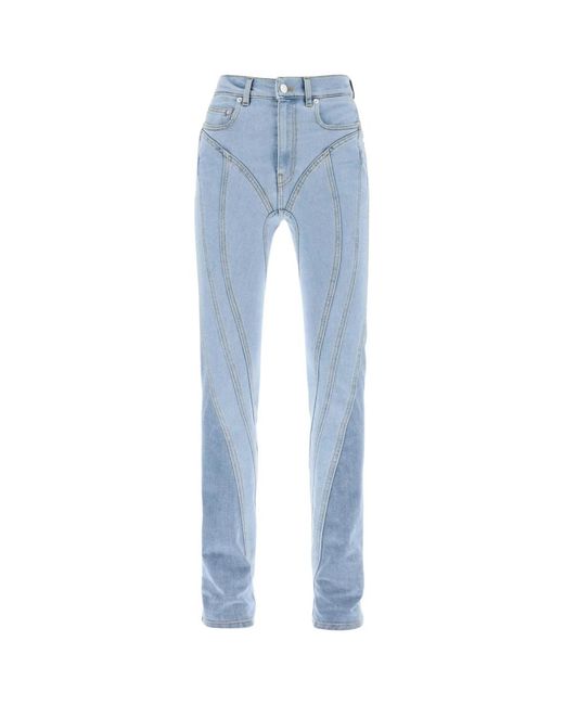 Jeans in denim classici per l'uso quotidiano di Mugler in Blue