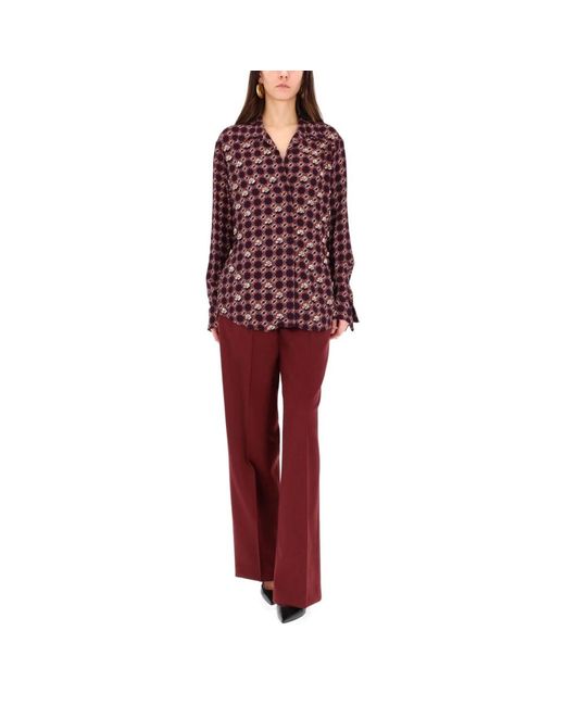 Dries Van Noten Red Wide Trousers