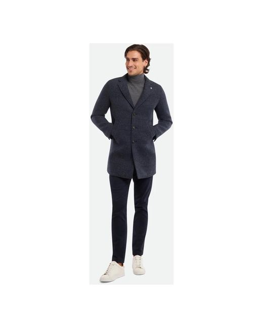 Manuel Ritz Blue Single-Breasted Coats for men