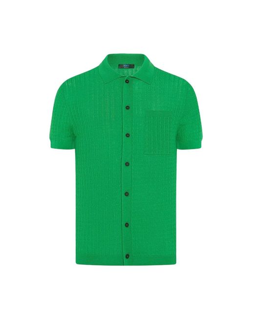 Kiton Overhemden ,Groen ,Wol Wol Zijde Gebreid Shirt in het Green voor heren