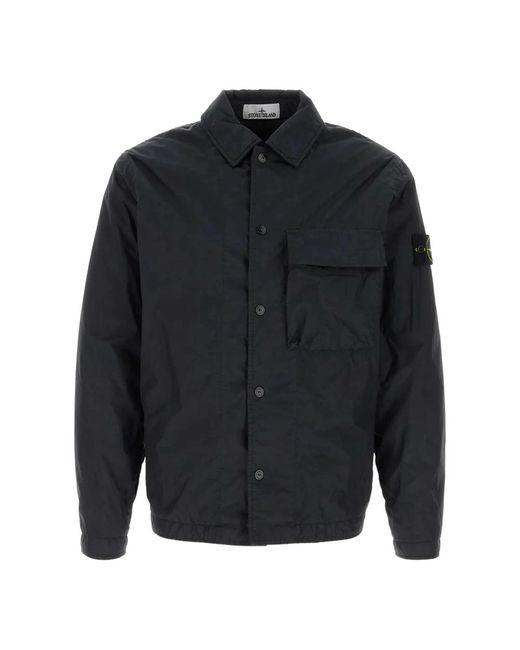 Stone Island Jassen ,Blauw ,Nylon Gevoerde Nylon Overshirt in het Blue voor heren