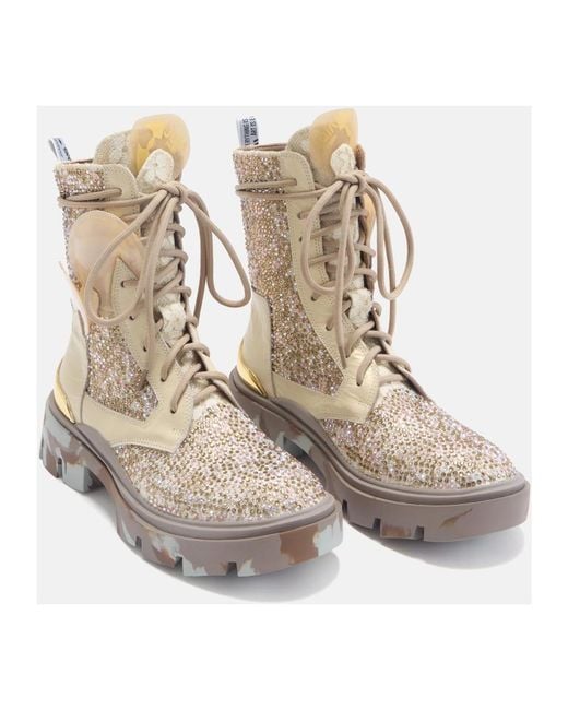 JOIA PARIS Natural Lace-Up Boots