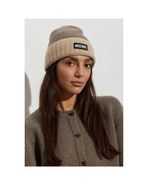 Moschino Brown Logo Patch Hat