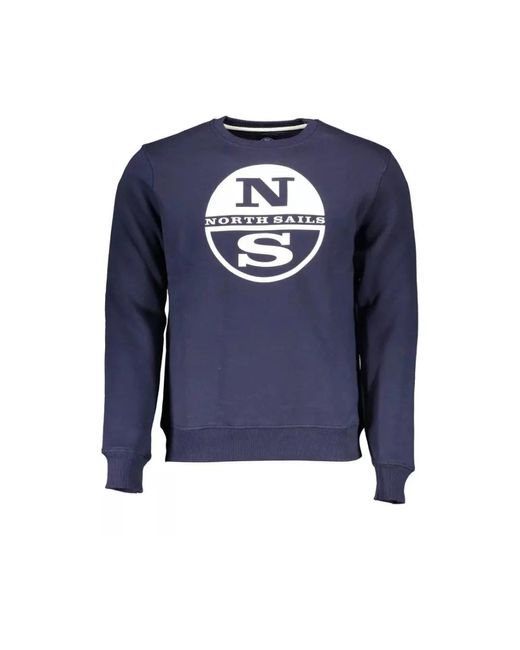 North Sails Blauer baumwollpullover mit logo-print in Blue für Herren