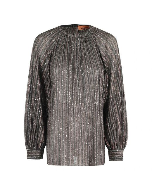Missoni Overhemden ,Bruin ,Pailletten Paillet Cirkel Hals Sweater in het Gray