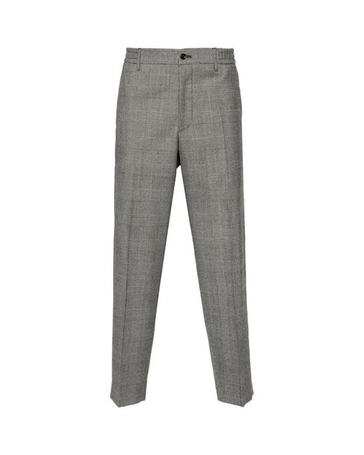 Pantaloni in lana a quadri strutturati di Tagliatore in Gray da Uomo