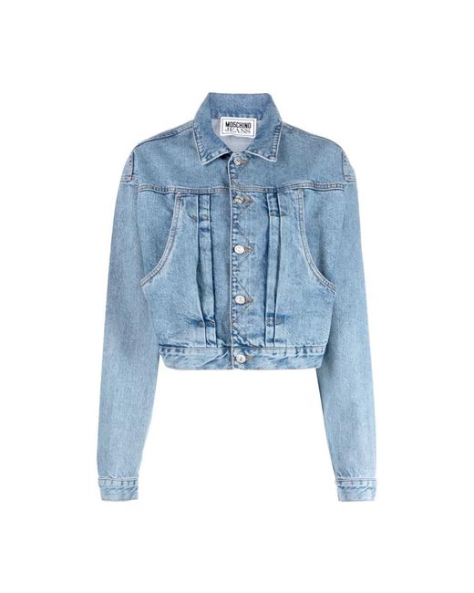 Moschino Jassen ,Blauw ,Denim Denim Jassen Met Geborduurd Logo Patch in het Blue