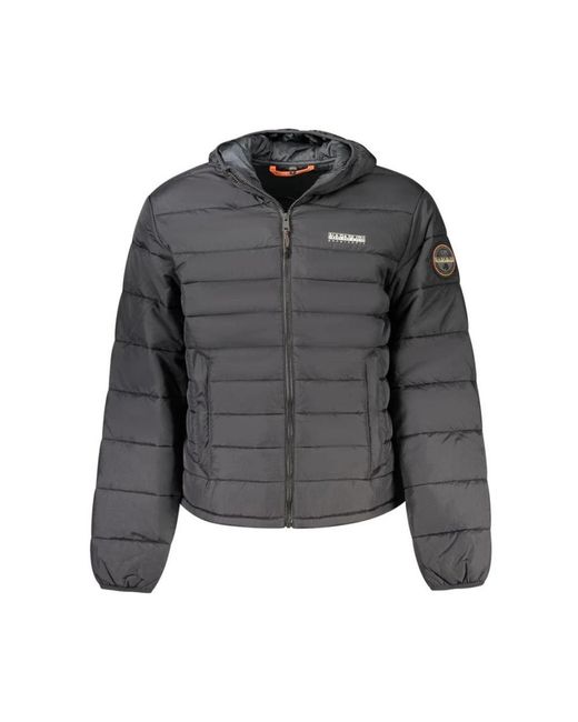 Napapijri Jassen ,Zwart ,Polyamide Hooded Jacket in het Gray voor heren