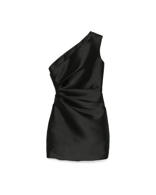 Solace London Black Schwarzes one-shoulder-kleid mit drapierung