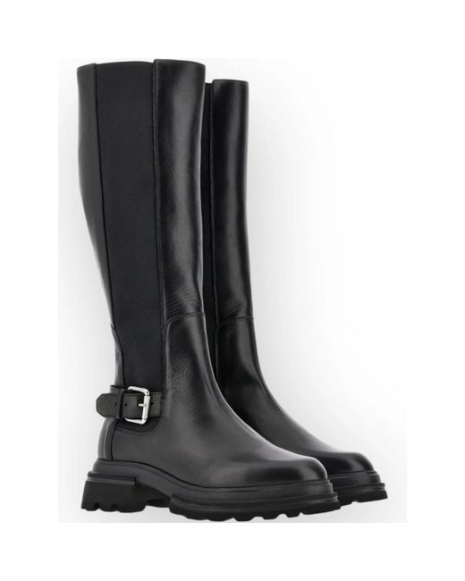 Hogan Black Knee-High Elastic Boot