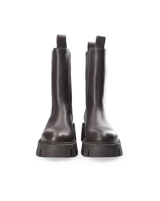 COPENHAGEN Brown Graue leder chelsea high boots