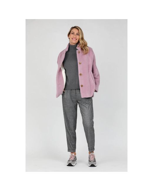 ROSSO35 Broeken ,Grijs ,Polyester Flanellen Elastische Taillebroek in het Gray