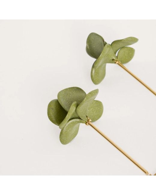 Pendientes De Latón Con Motivo Floral Ligero, Mujer, Talla Malababa de color Green