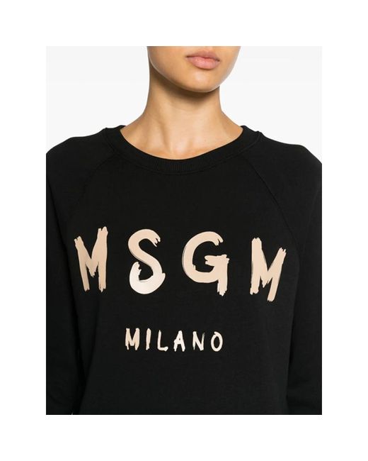 MSGM Black Schwarzer logo baumwoll-sweatshirt