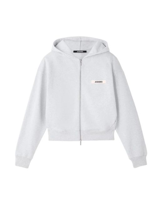 Jacquemus Le Hoodie Gros Grain Top Met Logo-Applicatie in het White voor heren