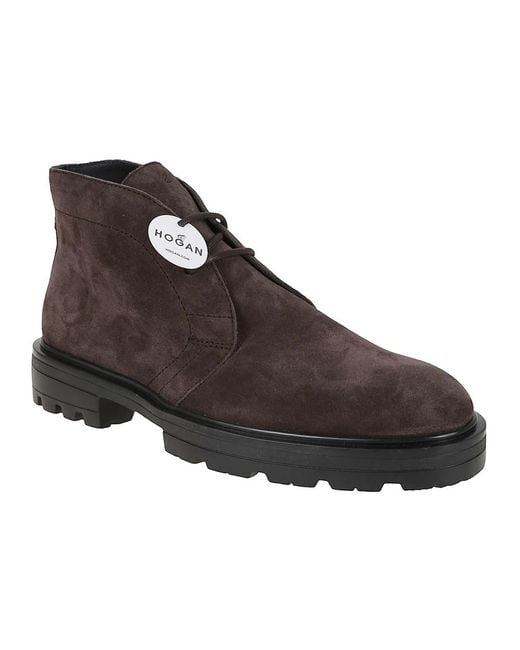 Hogan Brown Lace-Up Boots for men