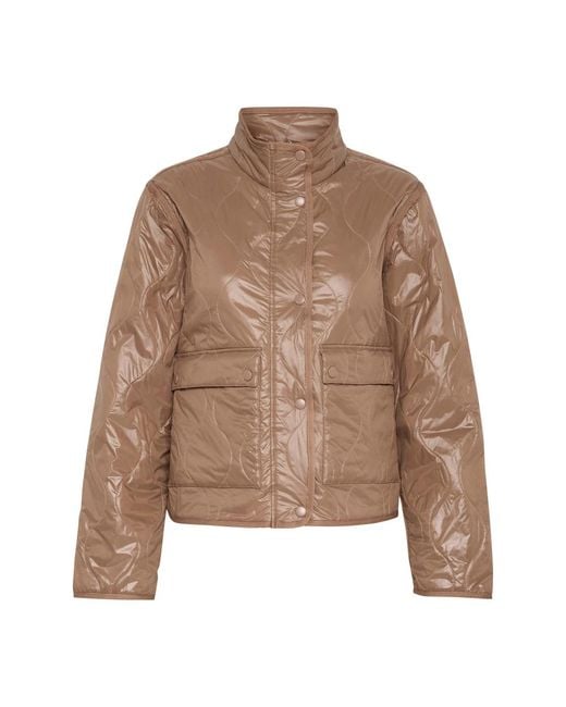 Saint Tropez Jassen ,Bruin ,Stijlvolle Jas Met Hoge Hals En Zakken in het Brown