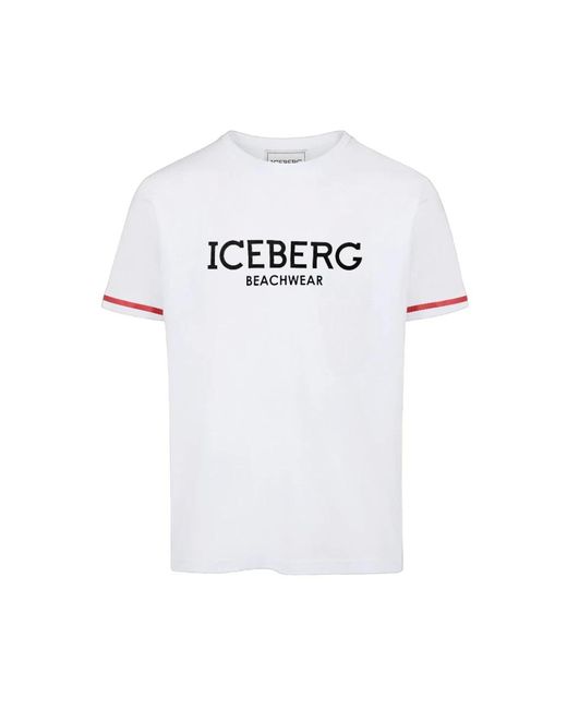 Iceberg Kurzarm baumwoll jersey t-shirt in White für Herren
