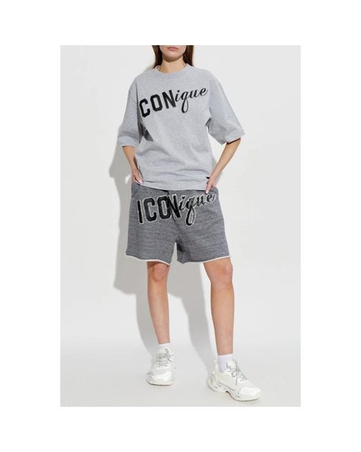 DSquared² Tops ,Grijs ,Katoen Logo T-Shirt in het Gray
