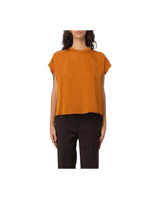 Twinset Orange Kurzarm V-Ausschnitt Bluse
