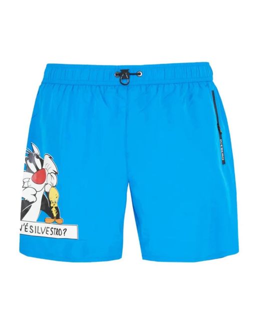 Iceberg Badmode ,Blauw ,Polyester Blauw Polyester Kostuum Regular Fit in het Blue voor heren