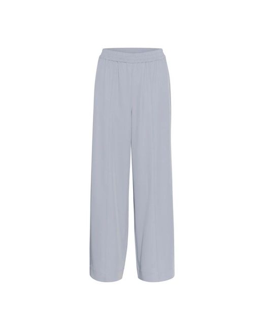 Gestuz Gray Weite beine elastischer bund lockere passform hose grau blau