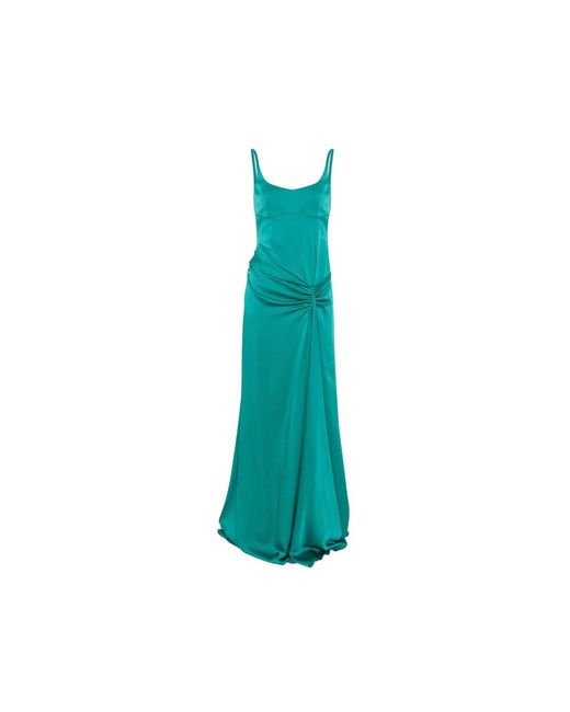 McQueen Kleedjes ,Groen ,Gekreukelde Scoop Neck Avondjurk in het Blue