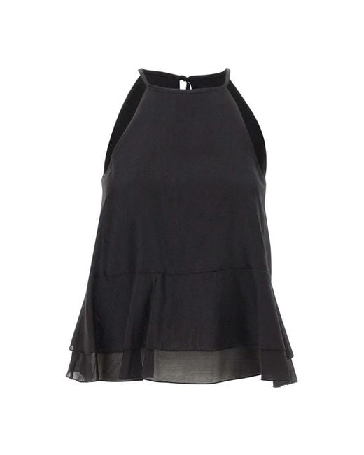 Kaos Trapeze Flounce Top in het Black