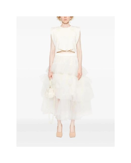 Simone Rocha Ruffled Tulle Midi Rok in het White