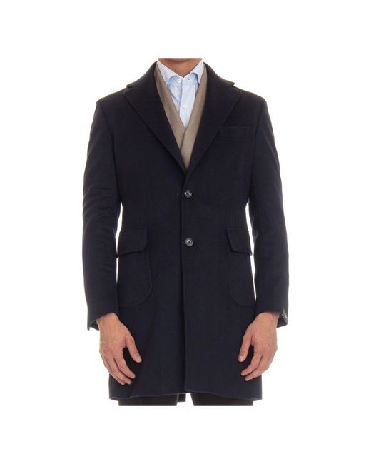 Barba Napoli Blauer Kaschmir Mantel Mit Revers in Blue für Herren