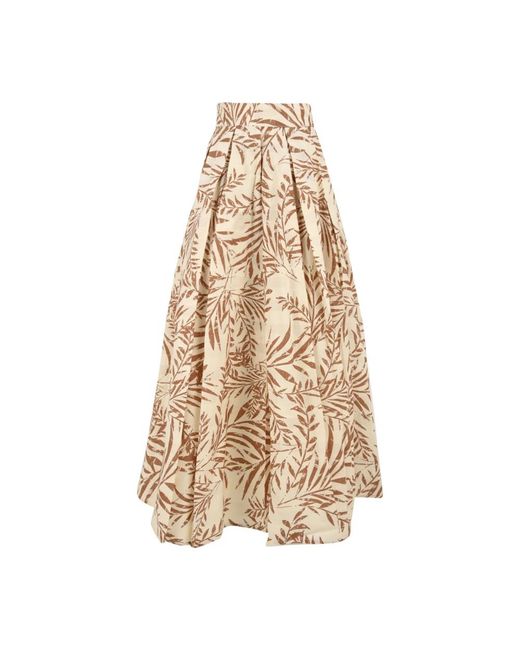 Akep Geplooide Maxi Rok in het Natural