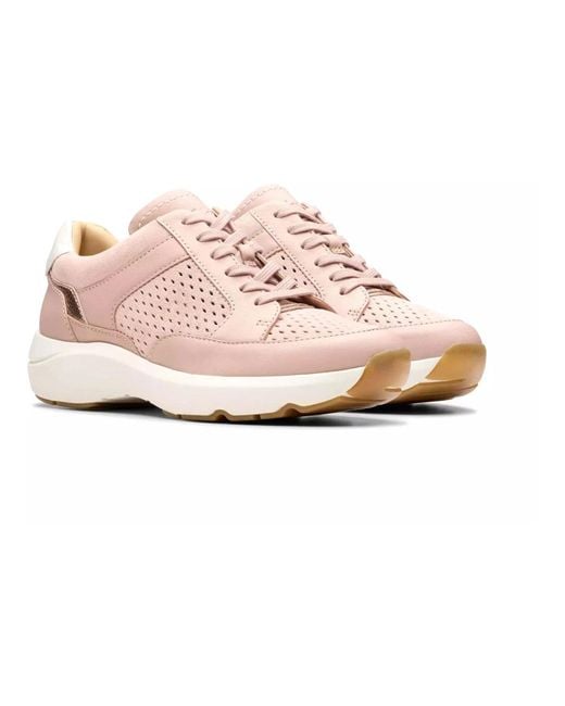 Clarks Schoenen ,Roze ,Leer Zomer Sneakers in het Pink