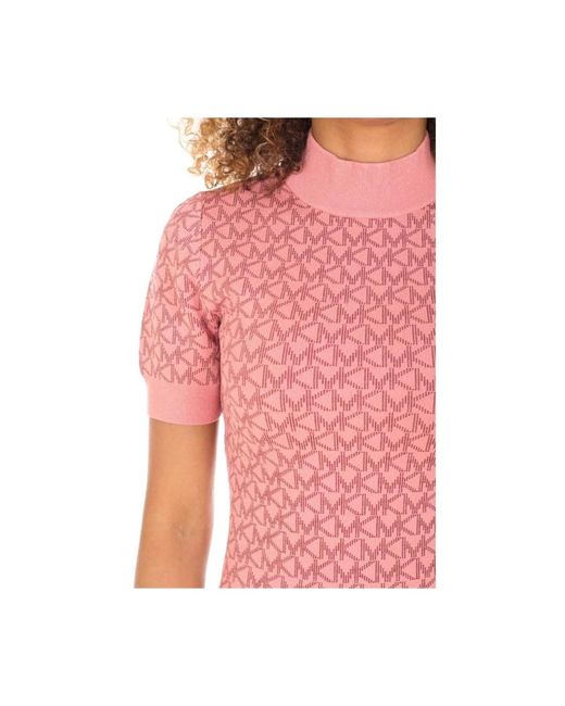 Michael Kors Pink Hochgeschlossenes jacquard-logo-kleid