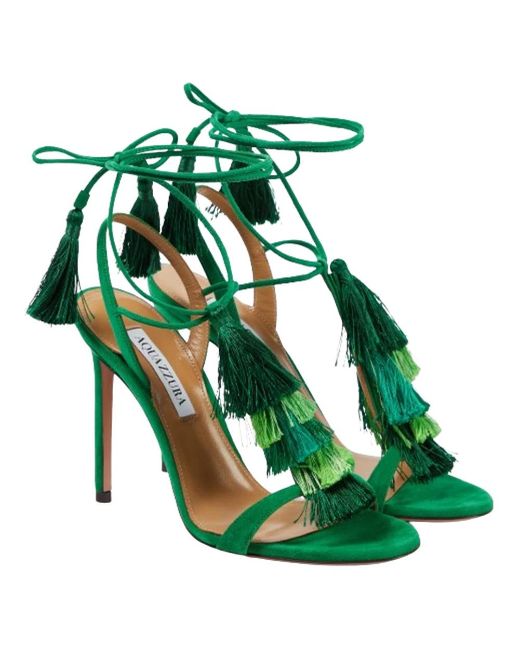 Capri tassel sandalias Aquazzura de color Green
