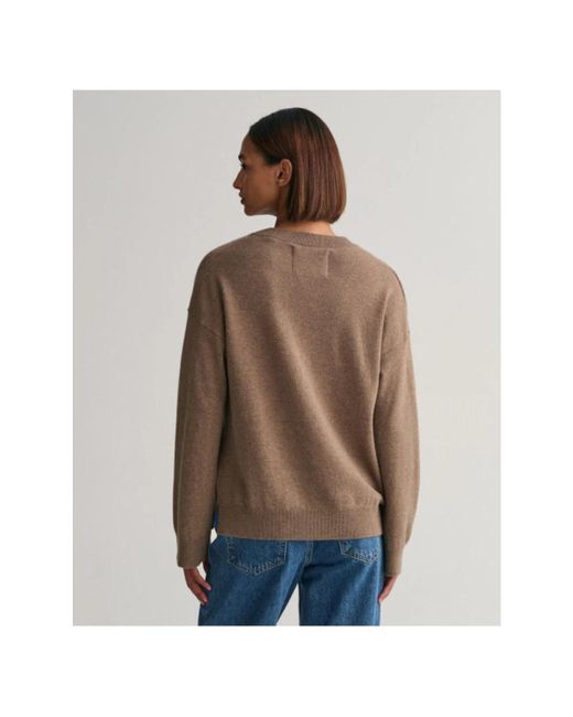 Knitwear > v-neck knitwear Gant en coloris Brown