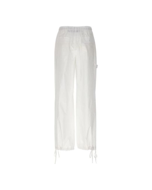 Nude White Straight Trousers