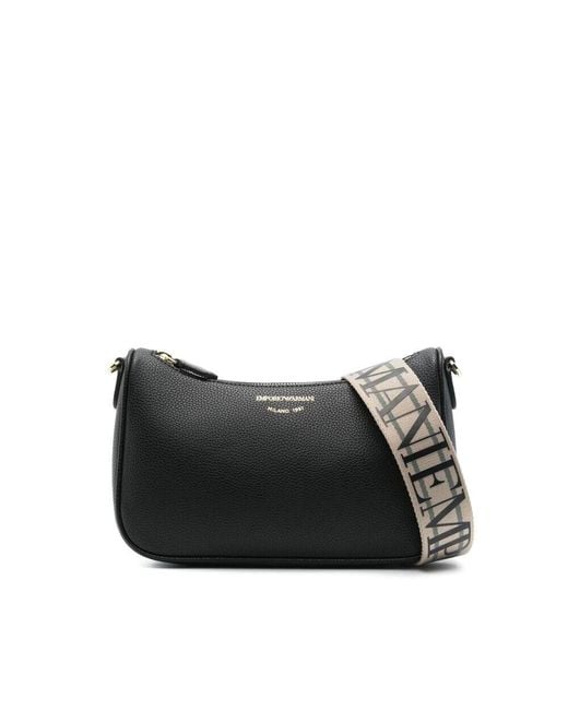Emporio Armani Black Schwarze schultertasche mit top-reißverschluss