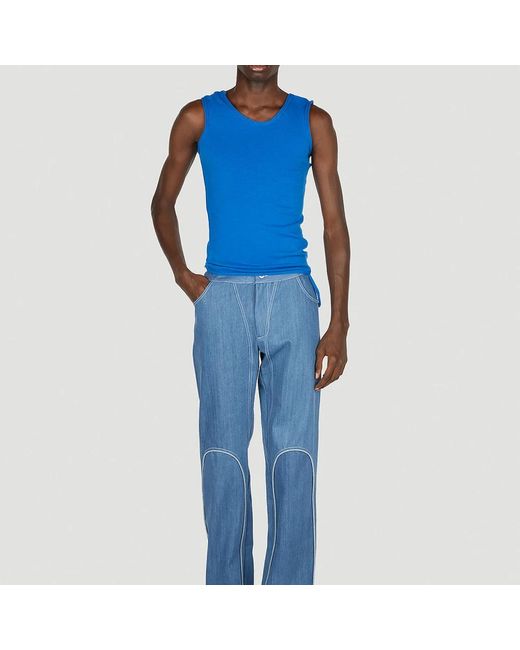 Mainline:RUS/Fr.CA/DE Blue Sleeveless Tops for men