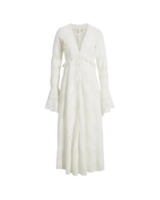 Vestido largo de encaje victoriano LoveShackFancy de color White
