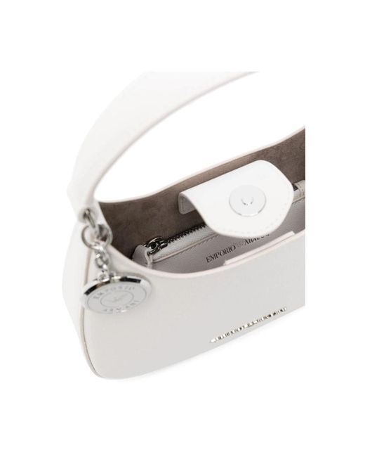 Emporio Armani White Weiße tasche mit körniger textur und abnehmbarer tasche