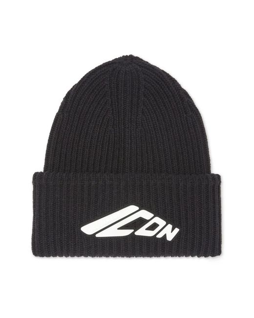 DSquared² Icon Ribgebreide Beanie in het Black voor heren