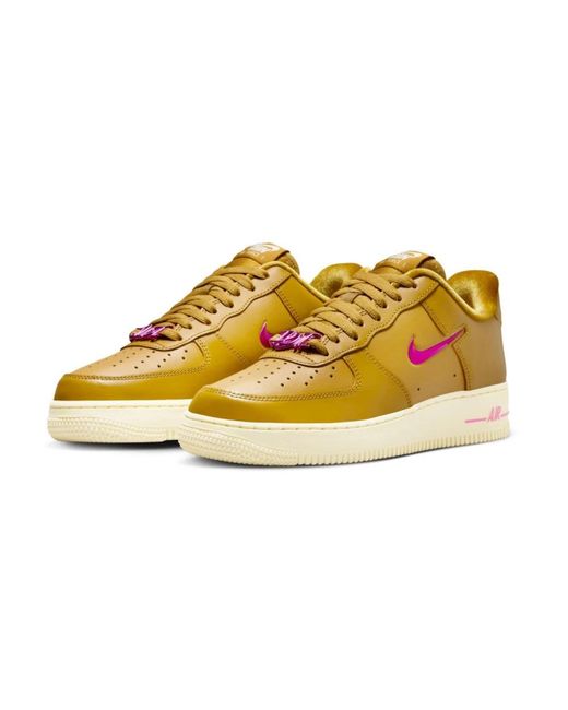 Nike Fitness ,Bruin ,Leer Air Force 1 '07 Se Just Do It Sneakers in het Yellow