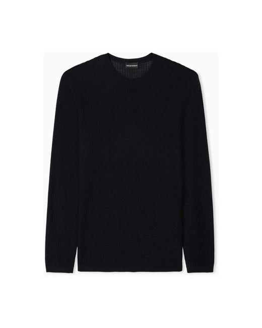 Emporio Armani Black Round-Neck Knitwear for men