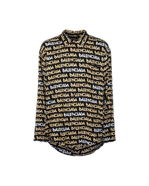 Balenciaga Multicolor Allover Logo Shirt for men