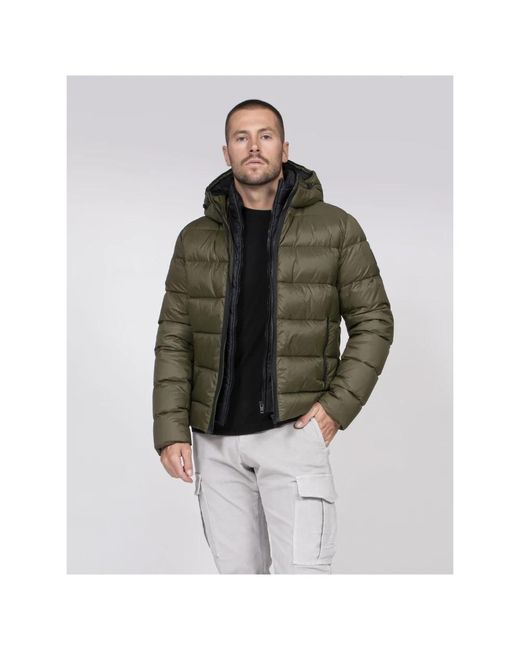 Fay Jassen ,Groen ,Nylon Piumino Con Cappuccio in het Green voor heren